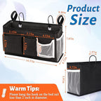 Loghot Bedside Caddy/Bedside Storage Bag Hanging Organizer for Bunk and Hospital Beds,Dorm Rooms Bed Rails,Can be Placed Glasses,Books,Mobile Phones,Keys (New Black-1)