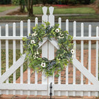 LZNPA 24 Inch Spring Summer Wreaths for Front Door Eucalyptus Wreath with Blue Berries Elegant Durable Greenery Front Door Wreath for Outside Wedding Farmhouse Porch Wall Room Home Decor