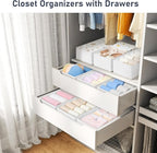 DIMJ Drawer Organizer Clothes - Underwear Organizer Small Sock Organizer Box Dresser Organizer,Drawer Dividers for Baby Clothes,Bra,Socks, Belt, Tie, Set of 6,White