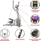 Sunny Health & Fitness Magnetic Elliptical Machine with Adjustable Resistance, Fully Body Workout for Home with Pulse Sensor Monitor, Long Stride Low-Impact Workout with SunnyFit App Access