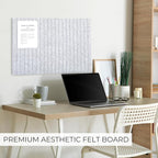 Felt Bulletin Board 35" x 24" - Stylish Cork Board Alternative for Office & Wall Decor – 6 Customizable Adhesive Tiles w/Golden Pins are Perfect to Display Your Photos