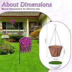 Artificial Fake Hanging Flowers Basket for Spring Decor, Faux Silk Flower in Planter for Summer, Outdoor Artificial Floral for Home Porch Yard(Purple-red Deep Purple)
