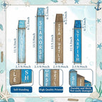 Lineshading 4 Pcs Summer Table Decoration Wooden Book Coastal Beach Decoration Blue and White Summer Tiered Tray Decor Wood Book Sign Farmhouse for Ocean Party Home Shelf Coffee Table