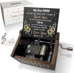 Sunflower Music Box Gifts for Dear Mom from Son on Birthday Christmas Mothers Day You are My Sunshine Hand Crank Engraved Wooden Musical Boxes Black