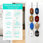 HapiRm Over Door Hat Rack - 4 Packs Metal Hanging Hat Organizer with 16 Hooks Design, Baseball Cap Hanger Organizer Storage Holds up to 80 Caps for Door, Bedroom, Closet