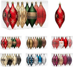 JORNOY Finial Drop Christmas Ornaments for Tree Decorations, 150mm/6inch Shatterproof Plastic Hanging Large Tear Drop Baubles Bulk for Holiday Home Party Decor with String, 8 Pack, Red Green Gold
