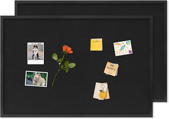 DAHAPYBOO Cork Board with Linen Black 2Pack,Bulletin Board 36"x24", Corkboards for Office Home School Message Board or Vision Board Decoration.
