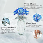 H&D HYALINE & DORA Blue Crystal Forget Me Not Flower Figurine,Flower Gifts for Women,Crystal Glass Flower Collectible Ornaments for Home Decor Table Centerpiece