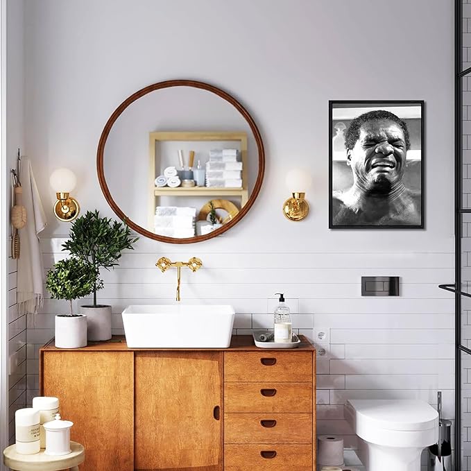 Funny Bathroom Canvas Wall Art Set of 2 - Black Floating Frame Black and White Vintage Comedy Movies Posters, Funny Toilet Humour Smell Wall Decor Prints for Bathroom Decor 12x16 in