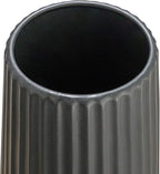 Bloomingville Round Stoneware Fluted Vase with Embossed Lines, Matte Black