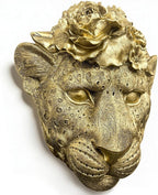 GUSFREUD Gold Animal Heads Sculptures Wall Art - Resin Faux Leopard for Home Wall Decor, Leopard Wall Hanging Decoration for Living Room, Bedroom & Kitchen, Unique Gift Idea