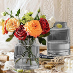 7 Inch Tall Vases for Flowers, Large Glass Vase for Centerpieces, Clear Glasses Home Decor Modern Jarrones Decorativos for Wedding Living Room Dining Table (Gray)