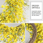 GTIDEA 24" Spring Summer Wreaths for Front Door Artificial Forsythia Flower Wreath on Grapevine Yellow Door Wreath Floral Wreath for Home Indoor Wall Window Garden Porch Farmhouse Decor