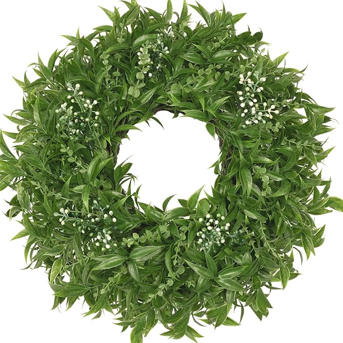 26 Inch Large Boxwoods Wreaths for Front Door Artificial Green Eucalyptus Leaves Greenery Indoor Outdoor Wreath Home Decor Porch Window Wall Farmhouse Door Decorations Spring Summer All Season