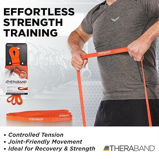 THERABAND High Resistance Band, Light Elastic Super Band for Full Body Workouts, Physical Therapy, Strength Training, Durable 41” Loop Exercise Band, 15 lb Resistance