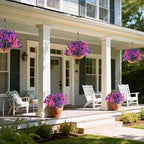 Artificial Fake Petunias Flowers for Outdoors Spring Decoration, 12 Bundles Faux Flower Plants UV Resistant Realistic Silk Flower for Outside Planters Patio Porch Yard Window Box (3 Mix Colors)