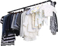 WEBI Clothing Rack Wall Mount,65" Industrial Pipe Clothes Rack for Hanging,Heavy Duty Iron Garment Bar,Retail Display Clothes Rod for Closet,Laundry Room,Black