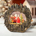 Christmas Snow Globe Lantern Water Glittering Lantern with Santa Claus 8 Music Songs & 6H Timer Christmas Snow Globes USB & Battery Operated for Christmas Festival Decorations Gifts (Bridge-Santa)