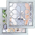 Wocred 2 PCS Square Wall Mirror,Gorgeous Rustic Farmhouse Accent,Rustic White Color Entry for Bathroom Renovation,Bedrooms,Living Rooms and More(12”x12”)