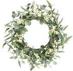 Pinkpum 16'' Eucalyptus Wreath for Front Door, Porch, Window - Green Decor for Home, Farmhouse - Spring, Summer, Fall, All Seasons