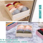 Drawer under Cabinet Clothes Organizer 5 Cell Foldable Storage Cubes Underwear Drawer Organizer Dividers Storage Boxes for Bra, Underwear（Creamy-White）