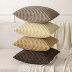 MIULEE Pack of 2 Corduroy Decorative Lumbar Throw Pillow Covers 20x12 Inch Soft Boho Striped Pillow Covers Modern Farmhouse Home Decor for Sofa Living Room Couch Bed Dark Brown