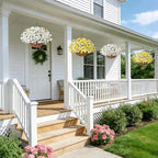INSPRING Artificial Hanging Flowers for Outdoors Baskets Spring Fake Plants Outdoor Decoration, UV Resistant Faux Morning Glory in Planter Look Real Silk Flowers for Outside Patio Porch Balcony Garden