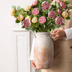 Ceramic Flower Vase 12 inch Farmhouse Rustic Vase Decorative Pottery Terracotta Tall Vases for Home Decor Table Mantle Fireplace Living Room Bathroom Wedding Centerpiece (Large-Aged Terra)