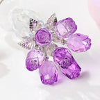 Movdyka Crystal Purple Rose Flower Figurine, Glass Roses Flower Bouquet Ornament Home Decor, Mother's Day Valentine's Christmas Wedding Romantic Gifts for Women Mom Wife Girlfriend