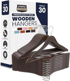 Utopia Home Premium Wooden Hangers 30 Pack - Durable & Slim Coat Hanger - Suit Hanger with 360-Degree Rotatable Hook - Wood Hangers with Shoulder Grooves (Vintage Color)