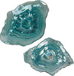 Things2Die4 Decorative Plates Set of 2 Oyster Shaped Blue Glass Plates with Iridescent Finish for Coastal Tabletop Decor in Dining Room Entryway or Living Room, 13 X 10 X 2 Inches