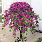 Homsunny Artificial Hanging Flowers Plants Basket for Outdoor Decoration,4 PCS Faux Silk Bougainvillea Vine Flowers Look Real UV Resistant for Outside Porch Patio Yard Garden Decor (Purple)