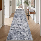 Washable Area Rug 3x14 Entryway Rug: Washable Modern Abstract Soft Thin Rug Indoor Floor No Slip Stain Resistant Carpet for Bedroom Dining Room Farmhouse Nursery Home Office - Grey