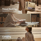 Vacuum Compression Bags for Travel with Pump 180° Open Vacuum Seal Bags for Carry-on Luggage Home Storage, IP67 Waterproof Space Saver Storage Bag (1 Large Pack + Pump Beige)