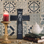 Cross Wall Decor - Black Scripture Wooden Cross For Wall - Gothic Wooden Hanging Signs Easter Decor for Home Office Church Baptism - Christian Gifts for Men Women (Prayer) - A09