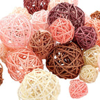 Patelai 36 Pcs Wicker Rattan Balls Decorative Balls for Vase Centerpiece Bowls Orbs Filler for Home Decor,4 Sizes(Boho,2.4'',2'',1.6'',1.2'')