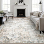 4x6 Area Rug Living Room Rug: Washable Modern Abstract Soft Thin Rug Indoor Floor No Slip Stain Resistant Carpet for Bedroom Dining Room Farmhouse Nursery Home Office - Brown Grey