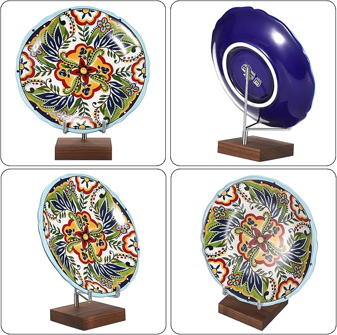 Hipiwe Crystal Display Stand Adjustable Metal Arms Display Stand Easel with Wooden Base for Displaying Geodes Rock Mineral Agate Coral Seashell and Small Collectibles,2.6"x2.6"x4.1"