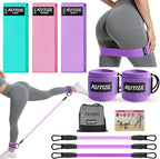 Ankle Resistance Bands with Cuffs & Fabric Resistance Bands Set - Legs & Glutes Workout Equipment for Women & Men, Home Gym Heavy Exercise Bands for Hip, Yoga, Strength Training, Rehab, Pilates