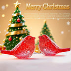 H&D HYALINE & DORA 2 Pack 3" Red Glass Bird Figurine Miniature Blown Glass Birds Bird Gifts for Bird Lovers Women Animals Collectible Figurines for Christmas Desk Table Decor