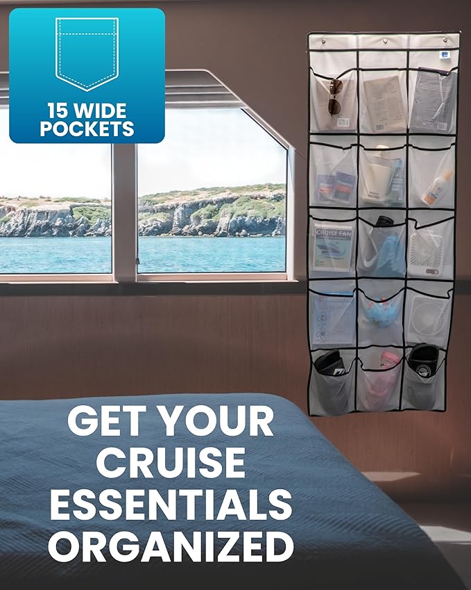 Cruise Ship Magnetic Door Organizer, Over The Door Organizer For Cruise Ships, Magnetic Shoe Rack - 3 Strong Anti-Scratch Magnets - Large Durable Pockets To Store Cruise Essentials 2026