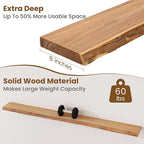 Floating Shelves for Wall Decor, Rustic Solid Elm Wood Live Edge Floating Shelves Wall Mounted, Wall Shelves with Invisible Bracket for Living Room Bathroom Bedroom Kitchen, 72 Inch, Natural