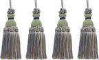 DÉCOPRO Beautiful Hand-Crafted 5" (12.5cm) Key Tassel, 3 1/2" (8.5cm) Loop # IKTJ, Spring Green #4668 (Mint Green, Sky Blue, Light Gold) Set of 4
