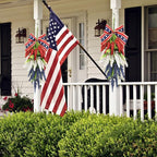 24inch Patriotic Red, White and Blue Floral Swag Wreath for Front Door Patriotic American Floral Teardrop Swags 4th of July Independence Day Rings Wreaths for Pillars Porch Wall Window Decor