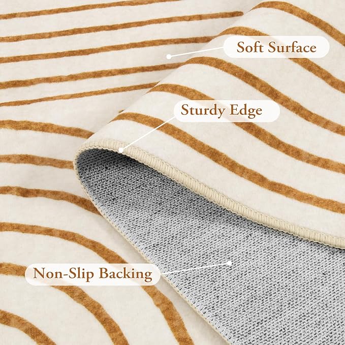Lahome Abstract Bedroom Rugs, Soft Washable Area Rugs 4x6 Non Slip Rainbow, Ultra-Thin Orange Throw Carpet for Entryway Kitchen Living Room, Orange