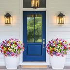 MARTINE MALL 12 Bundles Look Real Artificial Flowers for Outdoors, Realistic Fake Outdoor Flowers, UV Resistant Silk Pansy Flowers for Outside Faux Flowers Plants for Outdoor Porch, Four Mix Colors