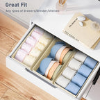 DIMJ Drawer Organizer Clothes - Underwear Organizer Small Sock Organizer Closet Organizers and Storage Box Dresser Drawer Dividers for Baby Clothes,Bra,Socks, Belt, Tie, Set of 6,Beige