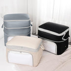 Comforter Storage Bag - 130L Blanket Storage Bags Front-opening Ultra Space Saving Self Compression Organizer, Washable Compression Bags for Storage Comforter Blanket, 1 Pack, Beige