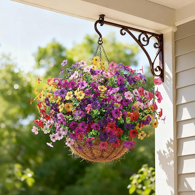 Ivydale Artificial Flowers for Outdoor 24 Bundles Fake Mums UV Resistant Silk Daisy Faux Plants for Outside Planter Home Porch Patio Window Box Decor, Purple