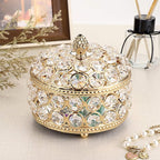 Hipiwe Crystal Mirrored Jewelry Box - Jewelry Trinket Organizer Treasure Box Home Decor Ring Earrings Necklace Storage Holder Chest Keepsake Box,Birthday Christmas Gift for Women, Large